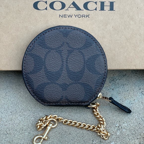 COACH Signature Beach Umbrella Round Coin Case - Picture 3 of 5